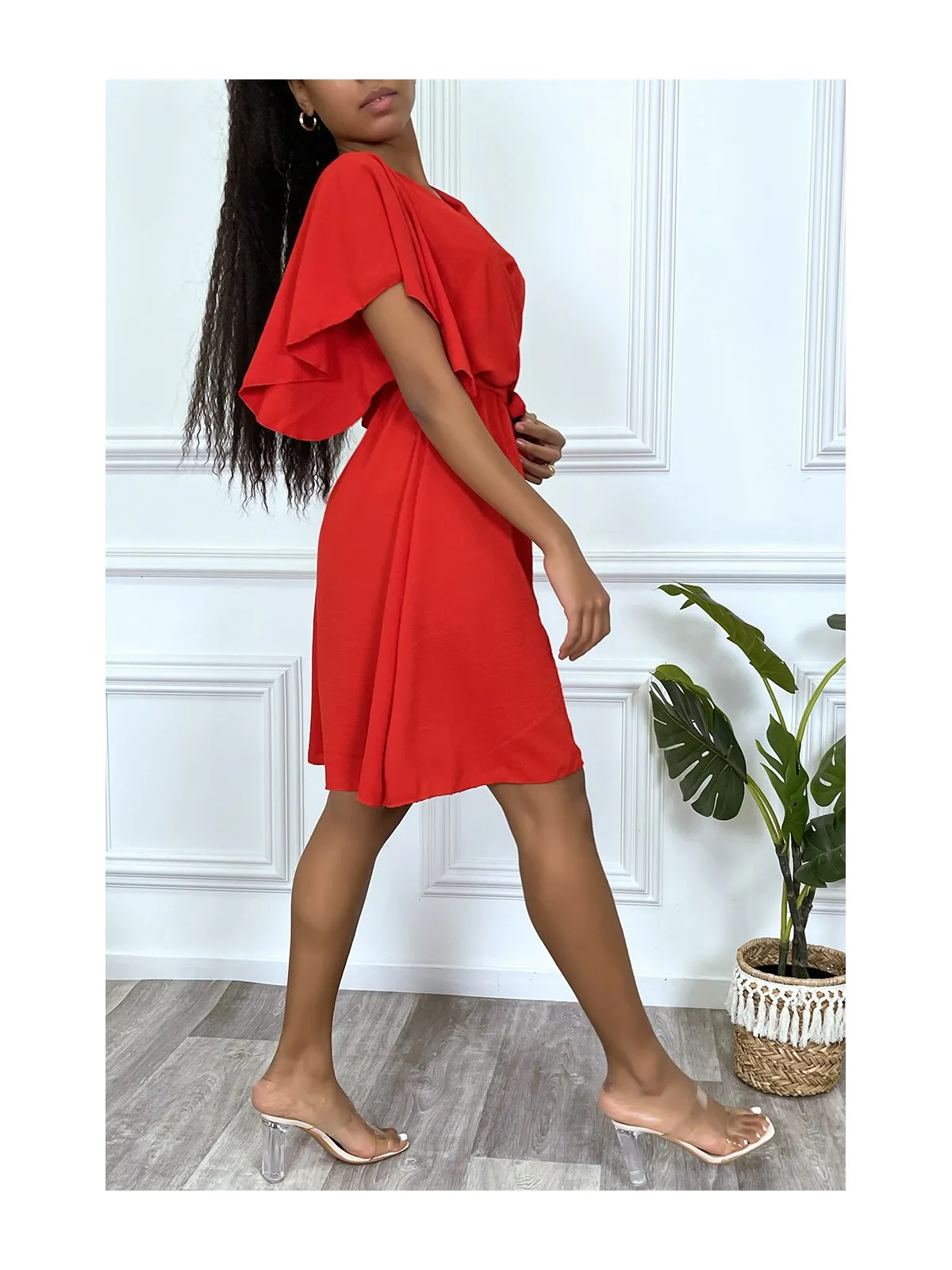 Robe patineuse rouge cache coeur