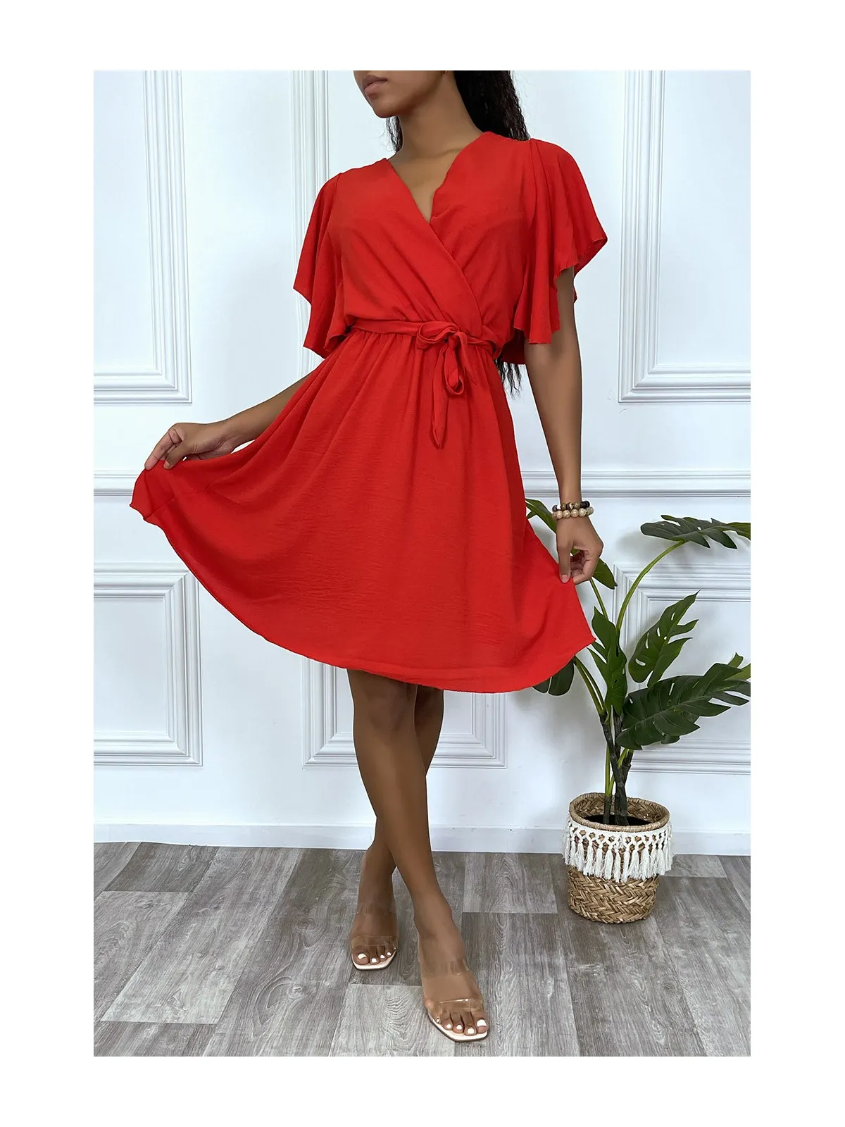 Robe patineuse rouge cache coeur