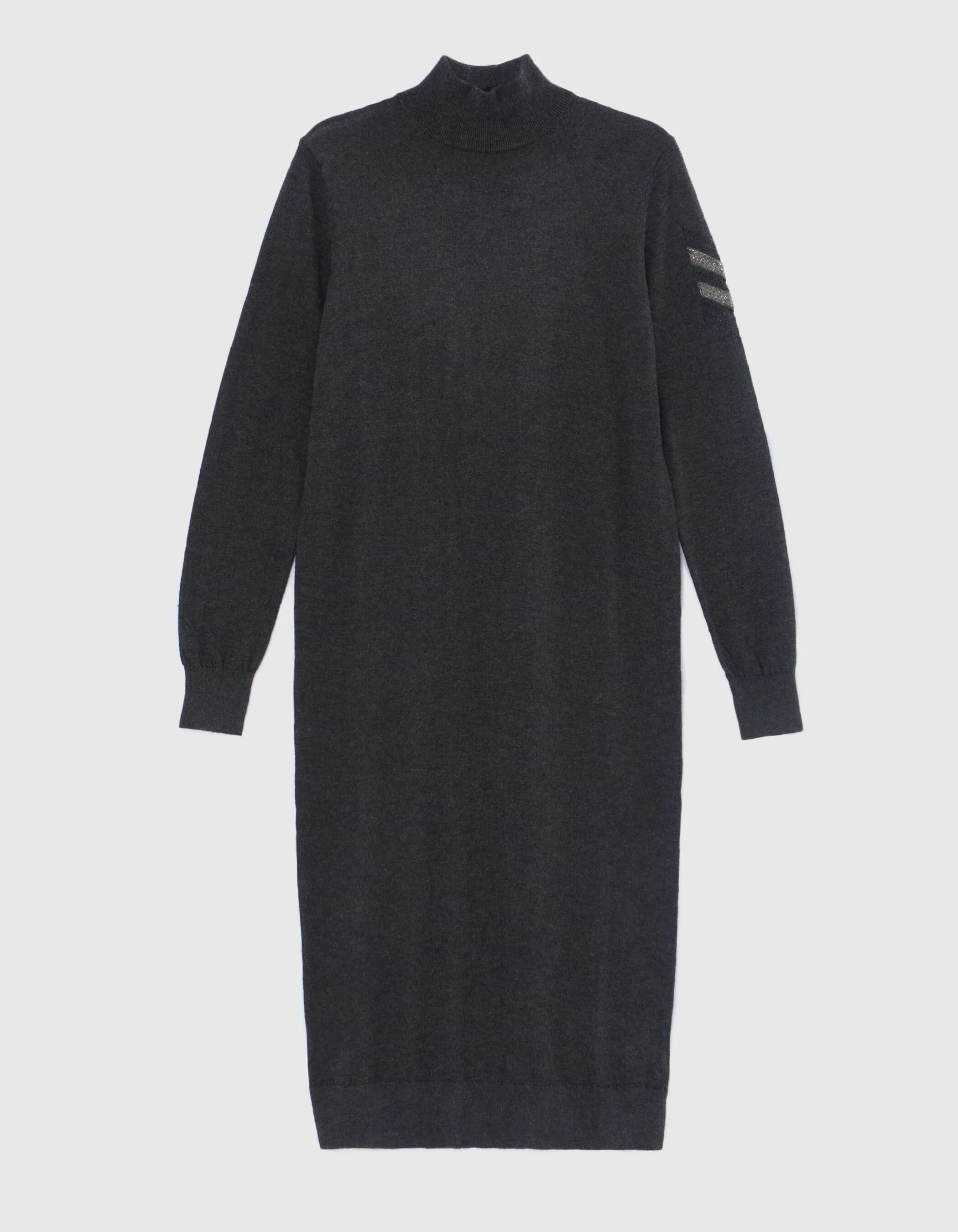 Robe pull grise en tricot à col cheminée Femme