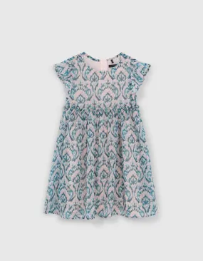 Robe rose à imprimé ikat pastel fille