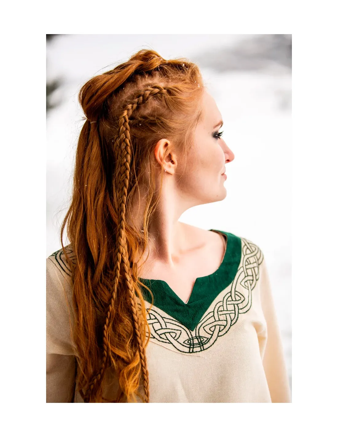 Robe viking modèle Lagertha, vert naturel ⚔️ Boutique Épées