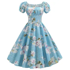 Robe vintage Fleurie Bleue Ciel