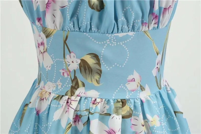 Robe vintage Fleurie Bleue Ciel