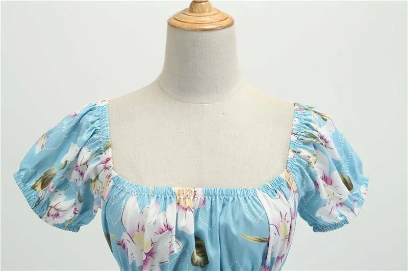 Robe vintage Fleurie Bleue Ciel