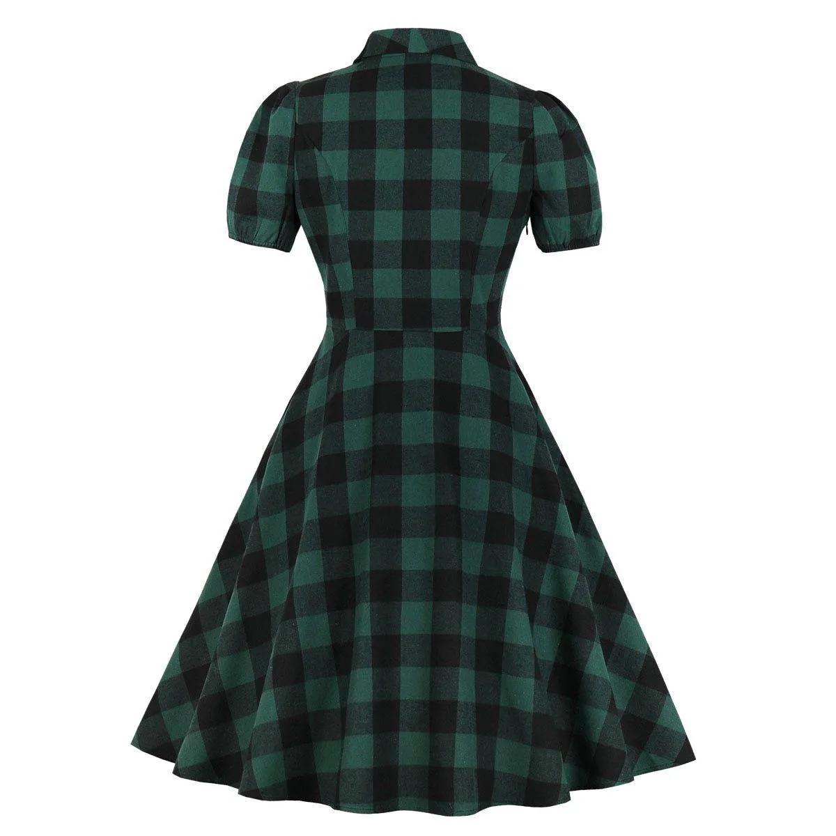 Robe vintage Vichy Verte & Noire 50's