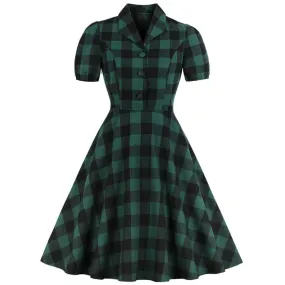 Robe vintage Vichy Verte & Noire 50's