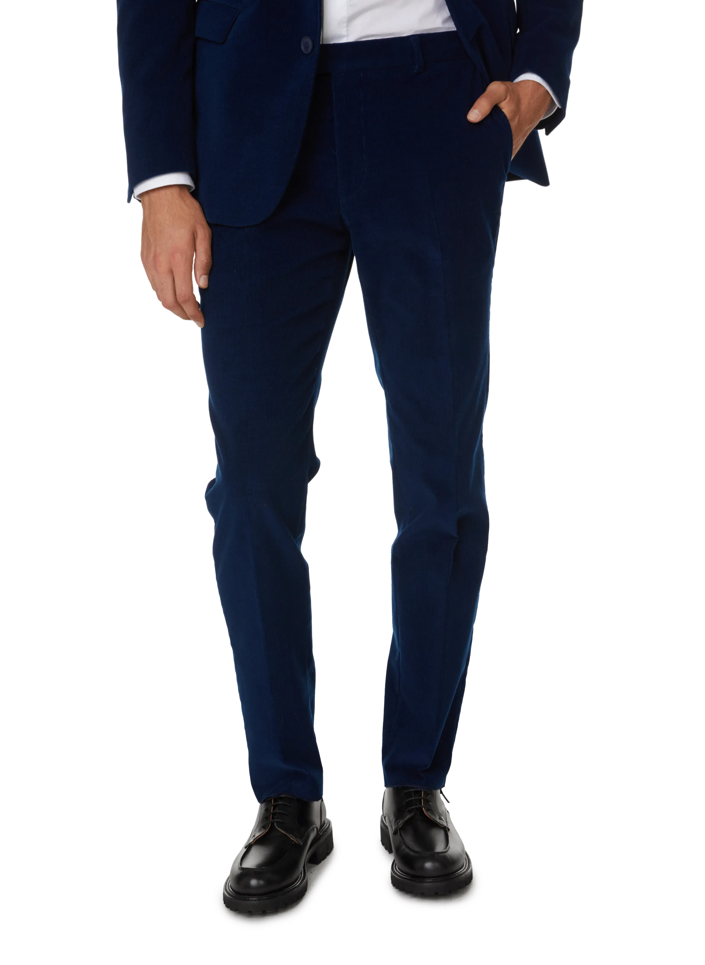 SAISON 1865  Pantalon slim en velours côtelé - Bleu