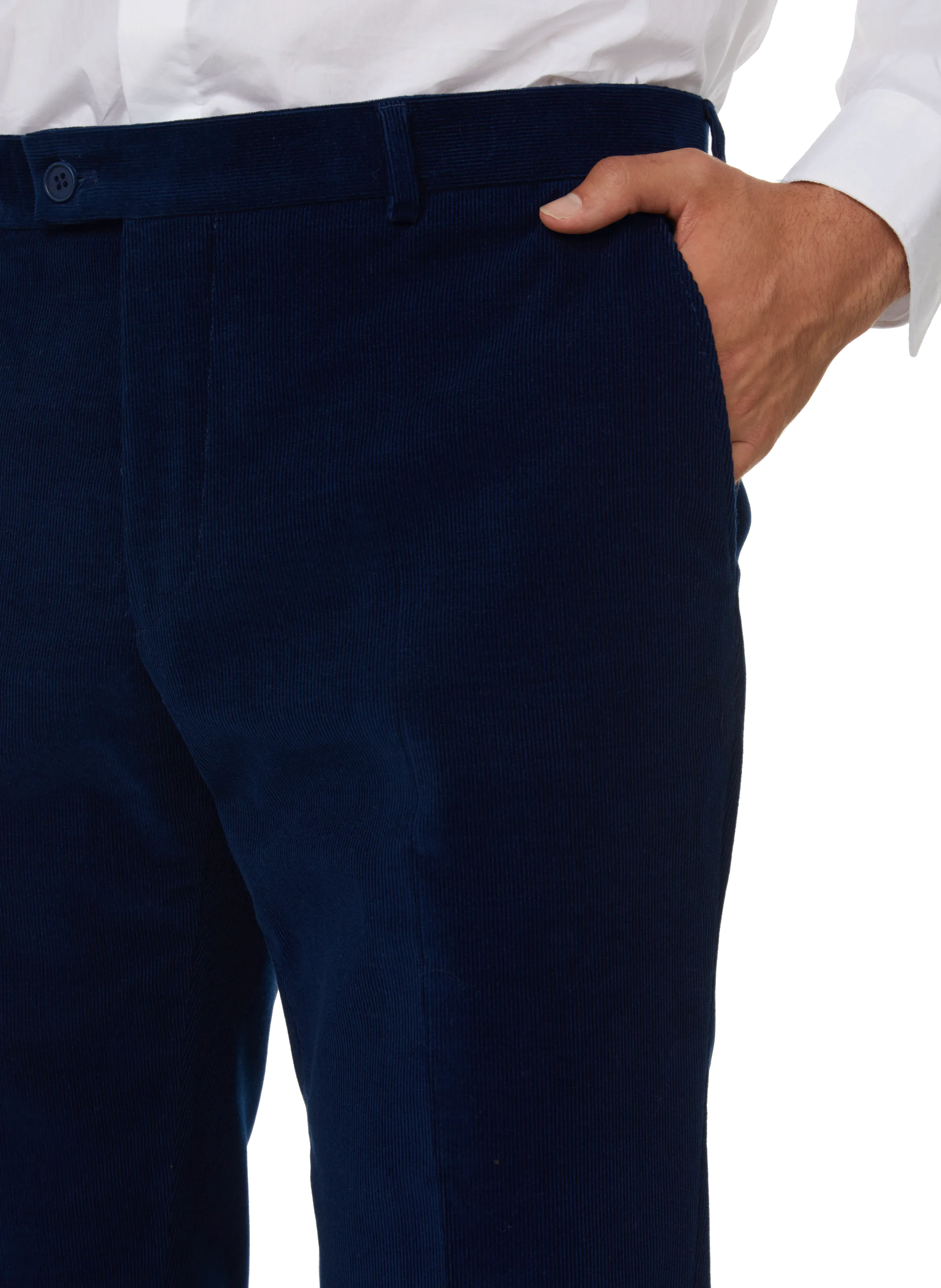 SAISON 1865  Pantalon slim en velours côtelé - Bleu