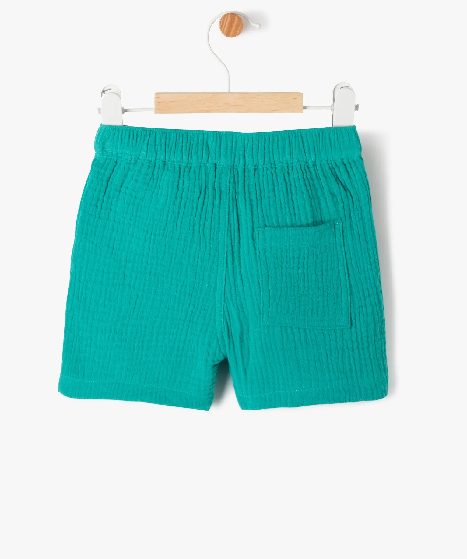 short en gaze de coton bebe garcon vert shorts