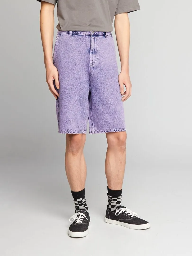 Short en jean délavé - Violet