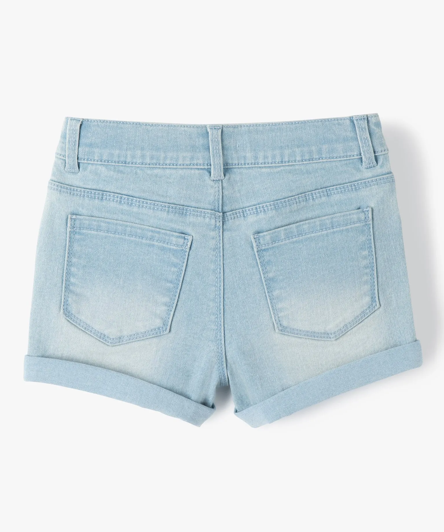 short en jean extensible a revers fille bleu shorts