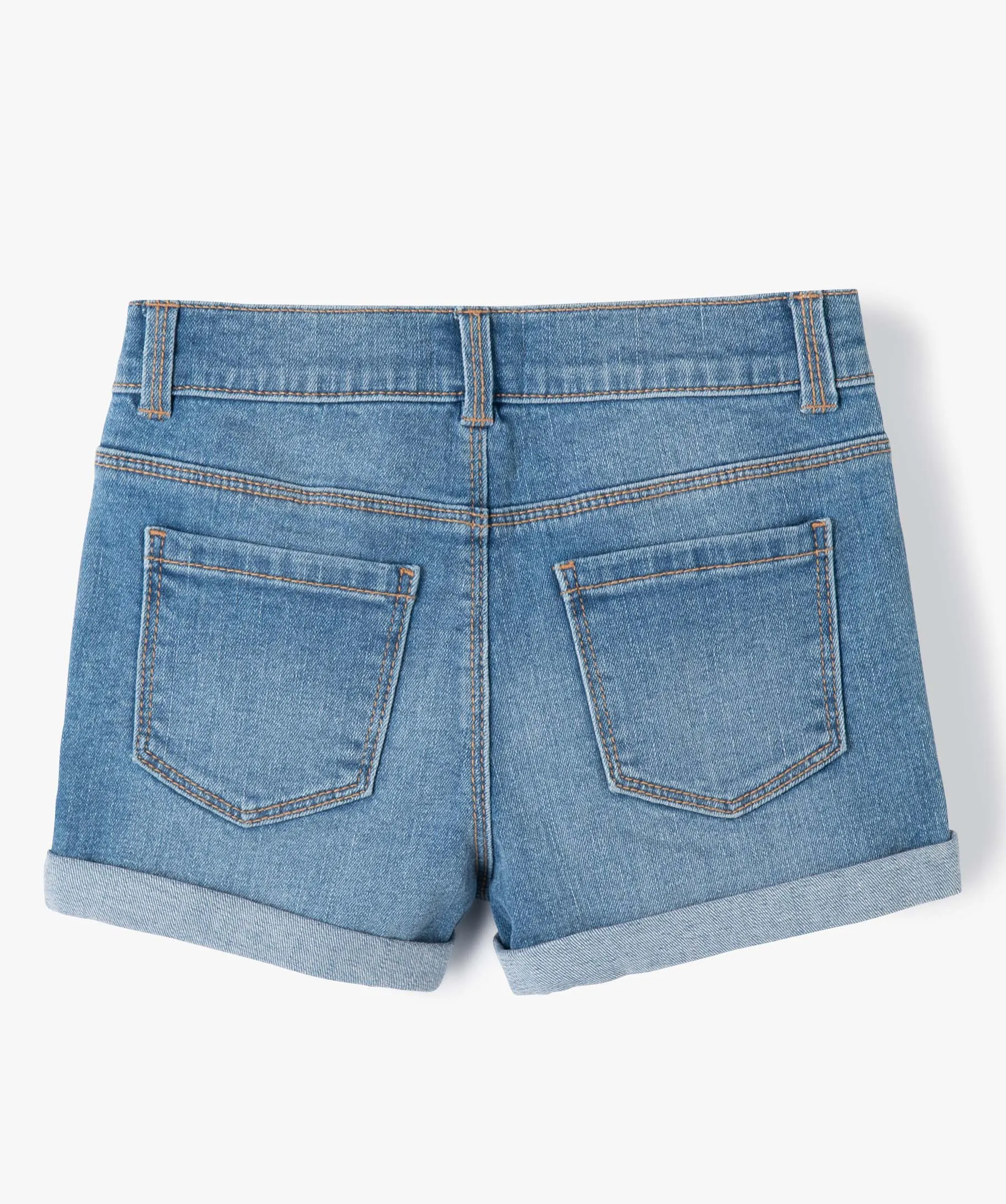 short en jean extensible a revers fille gris shorts