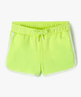 short en maille avec taille elastique fille jaune shorts