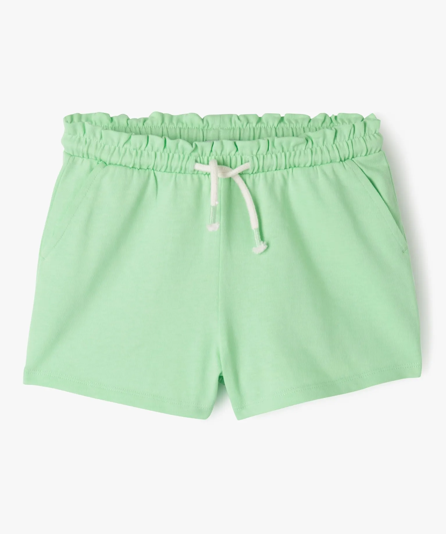 short en maille avec taille elastique fille vert shorts