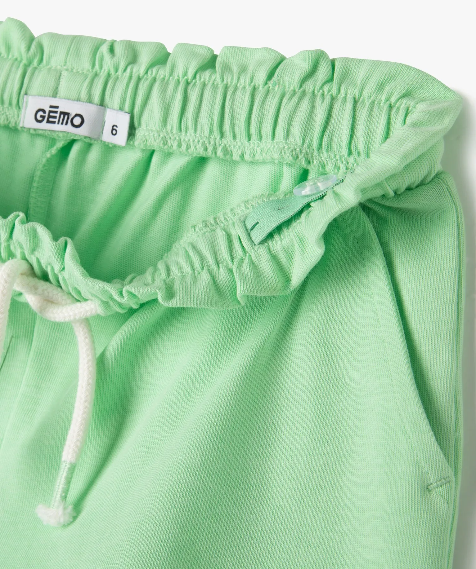 short en maille avec taille elastique fille vert shorts