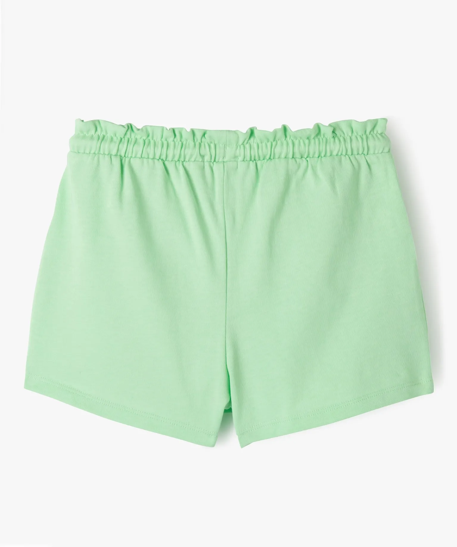 short en maille avec taille elastique fille vert shorts