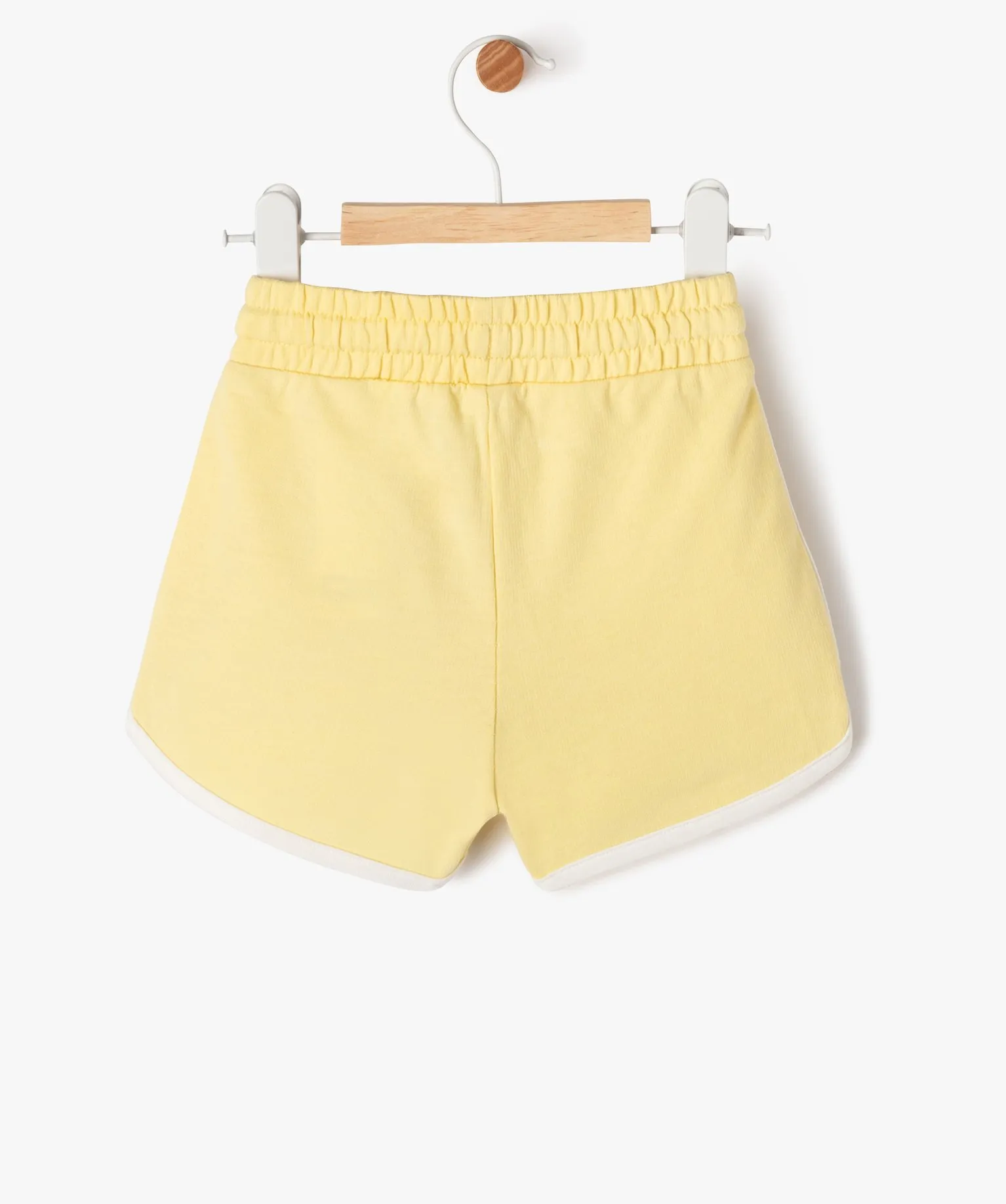 short en maille et taille elastique bebe fille jaune shorts