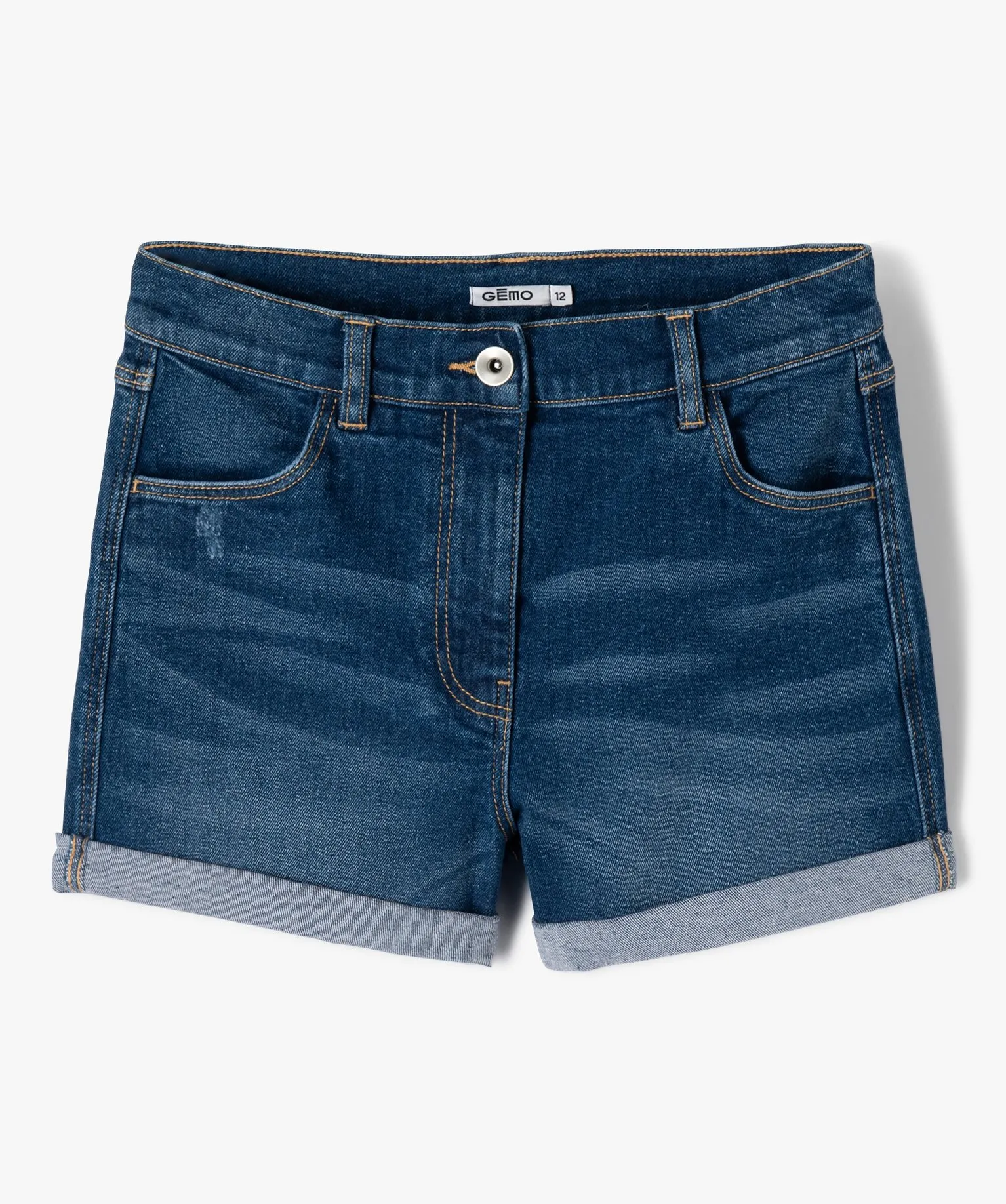 short fille en jean avec revers cousus gris shorts