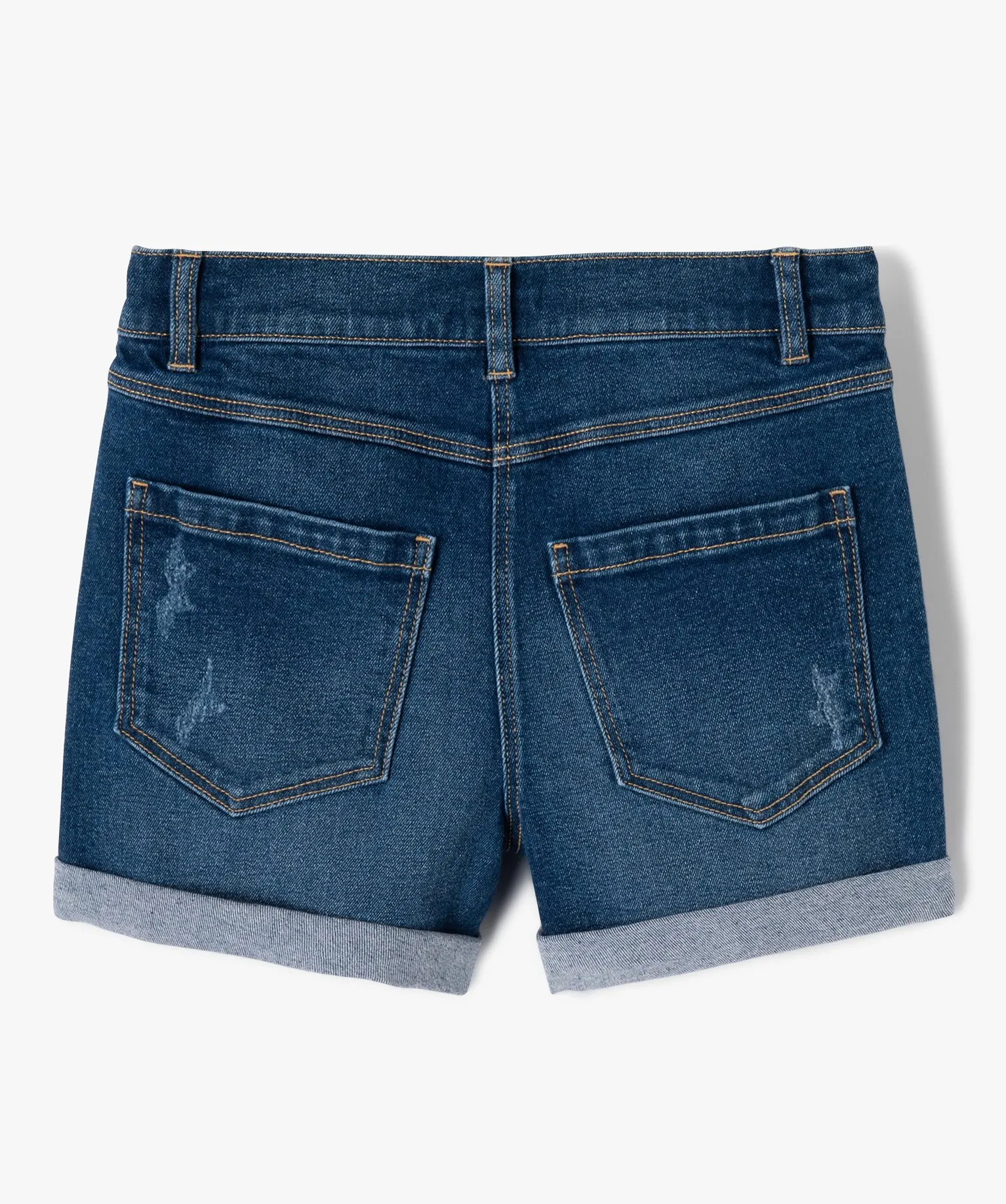 short fille en jean avec revers cousus gris shorts