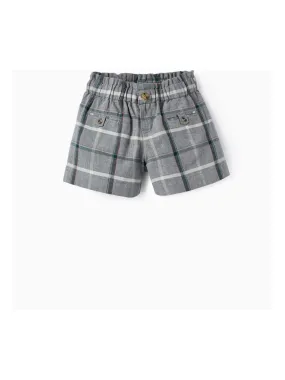 Shorts Paperbag à carreaux pour fille   ROYALS OFF DUTY - Gris clair