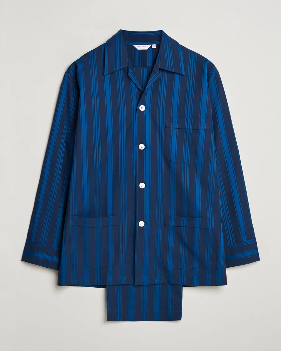 Striped Cotton Pyjama Set Navy