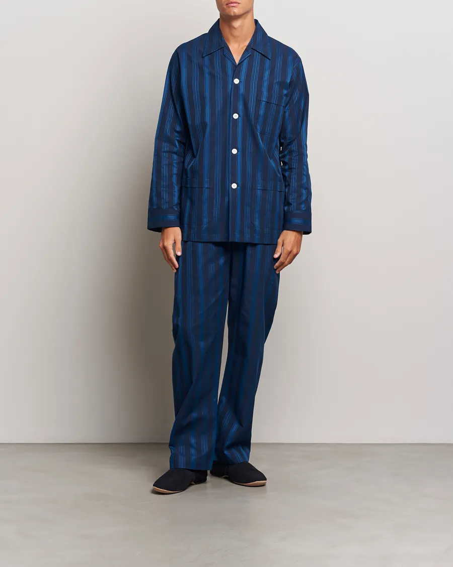 Striped Cotton Pyjama Set Navy