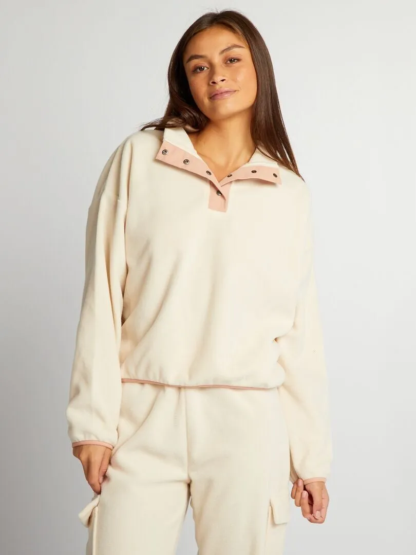 Sweat en maille polaire - beige