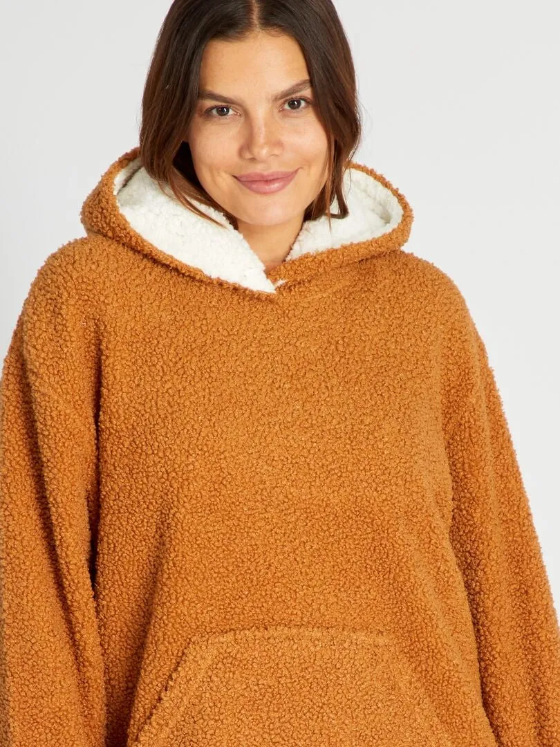 Sweat type sherpa de nuit - Marron