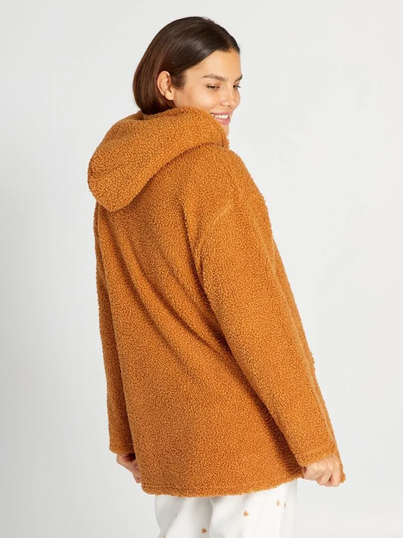 Sweat type sherpa de nuit - Marron