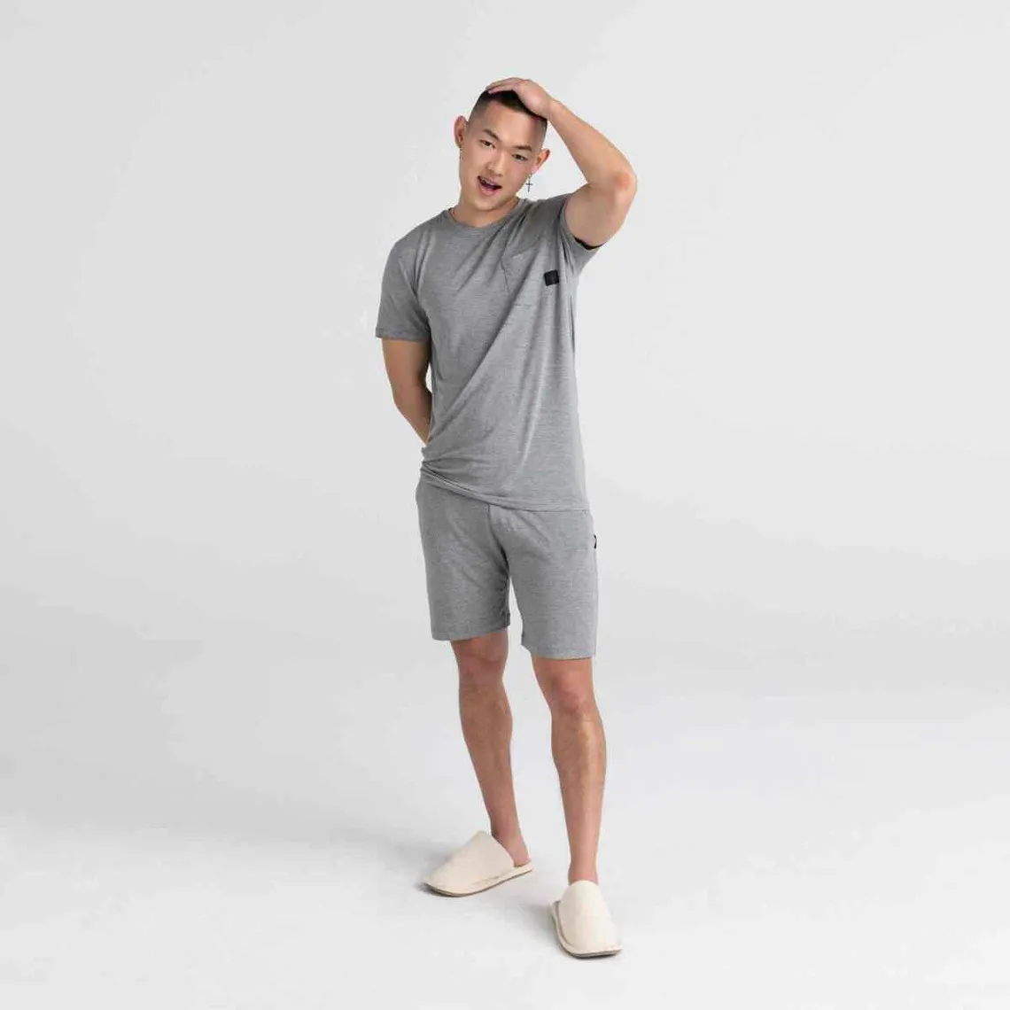 Tee-shirt manches courtes homme Sleepwalker Gris en coton modal Saxx - Pyjama & Peignoir Homme sur MenCorner