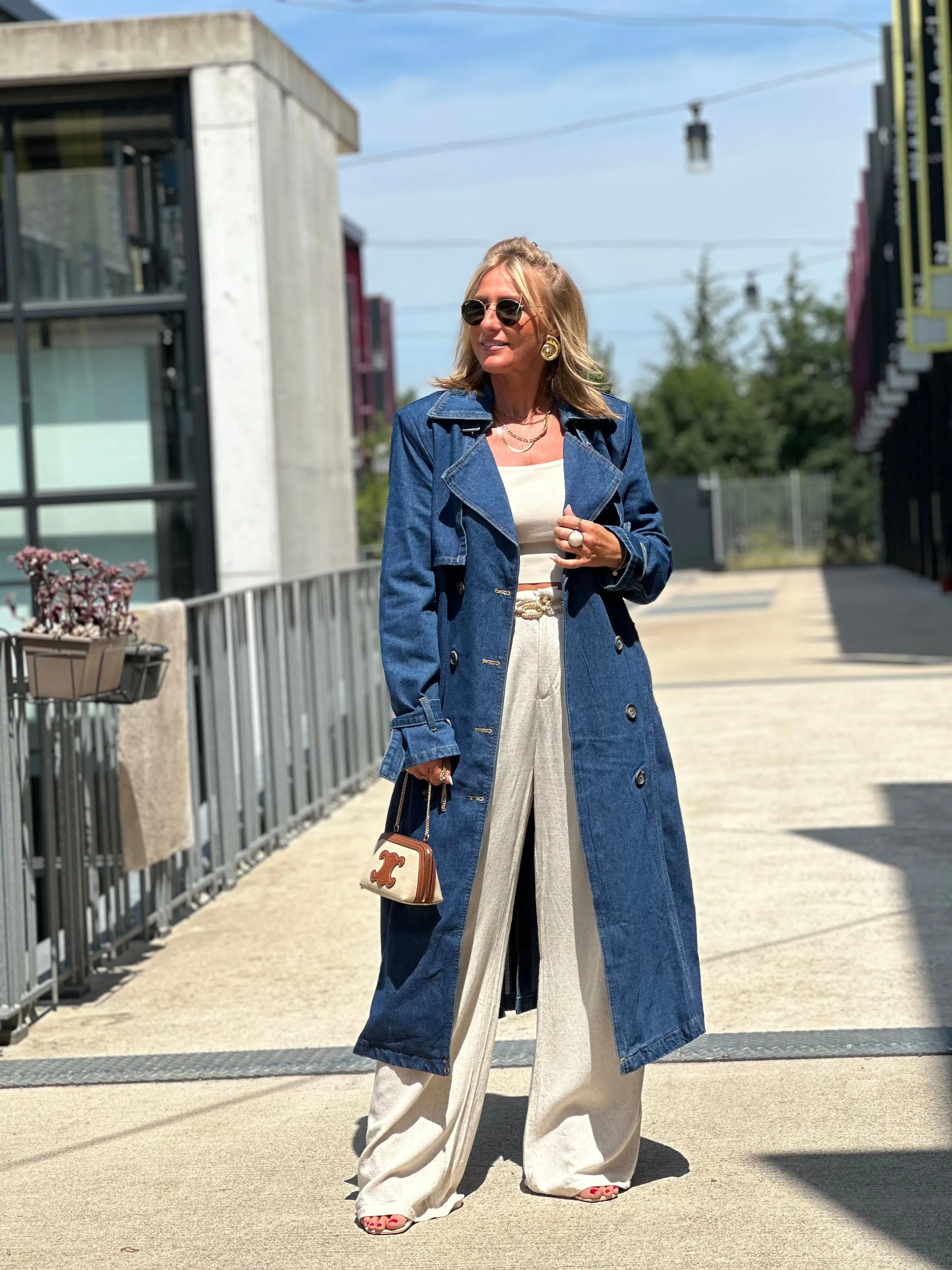 Trench coats en jean foncé