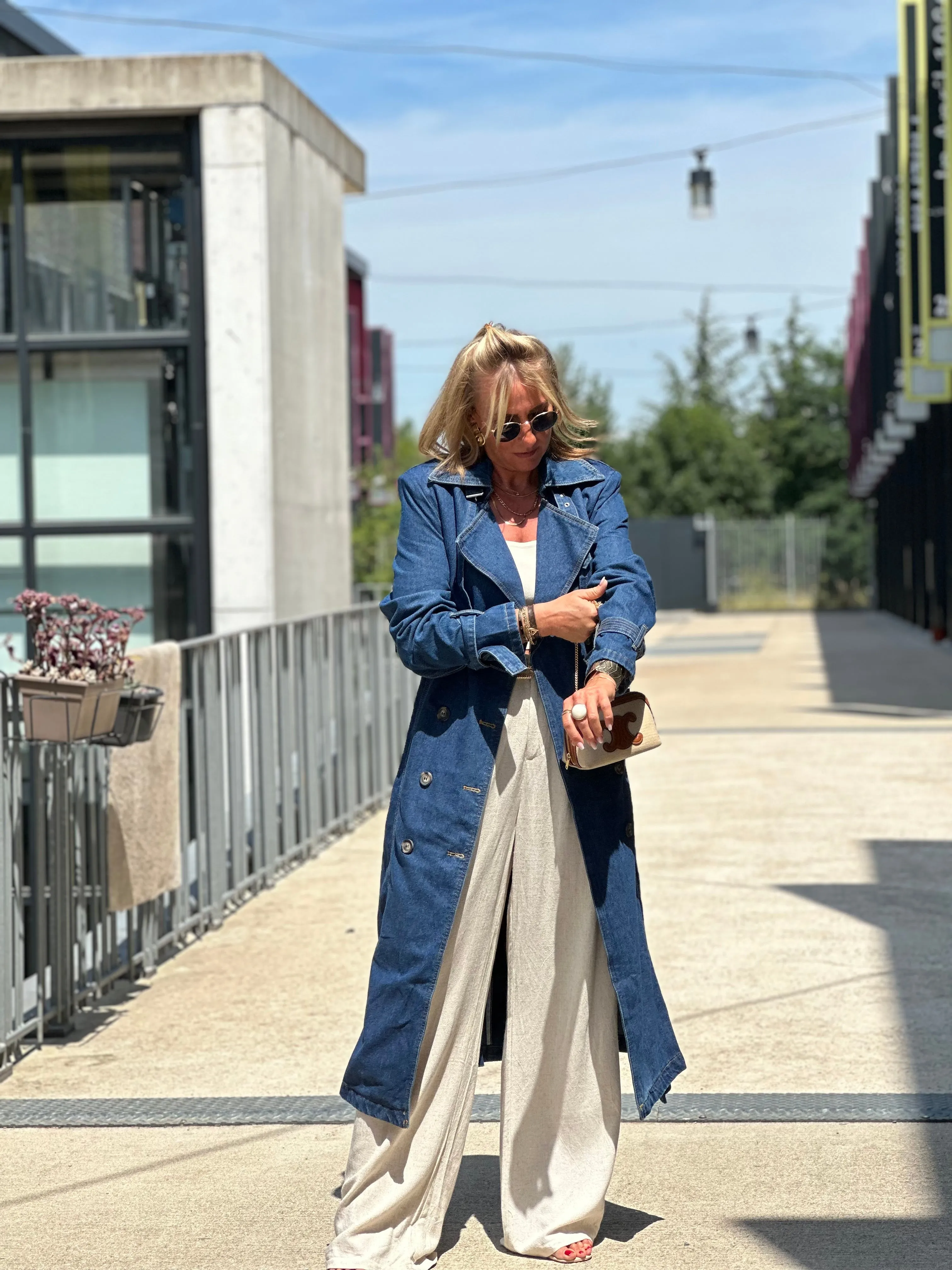 Trench coats en jean foncé