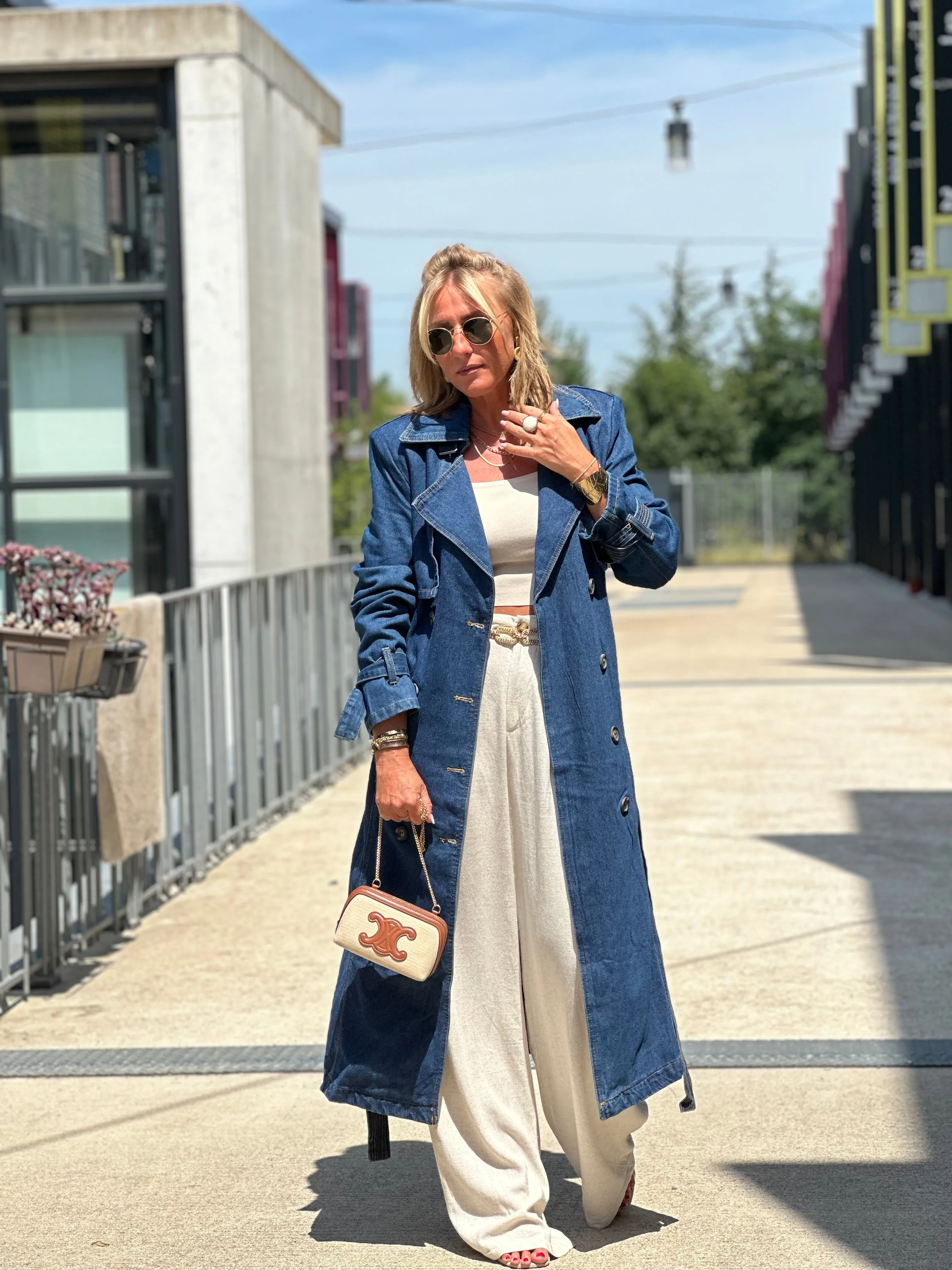 Trench coats en jean foncé