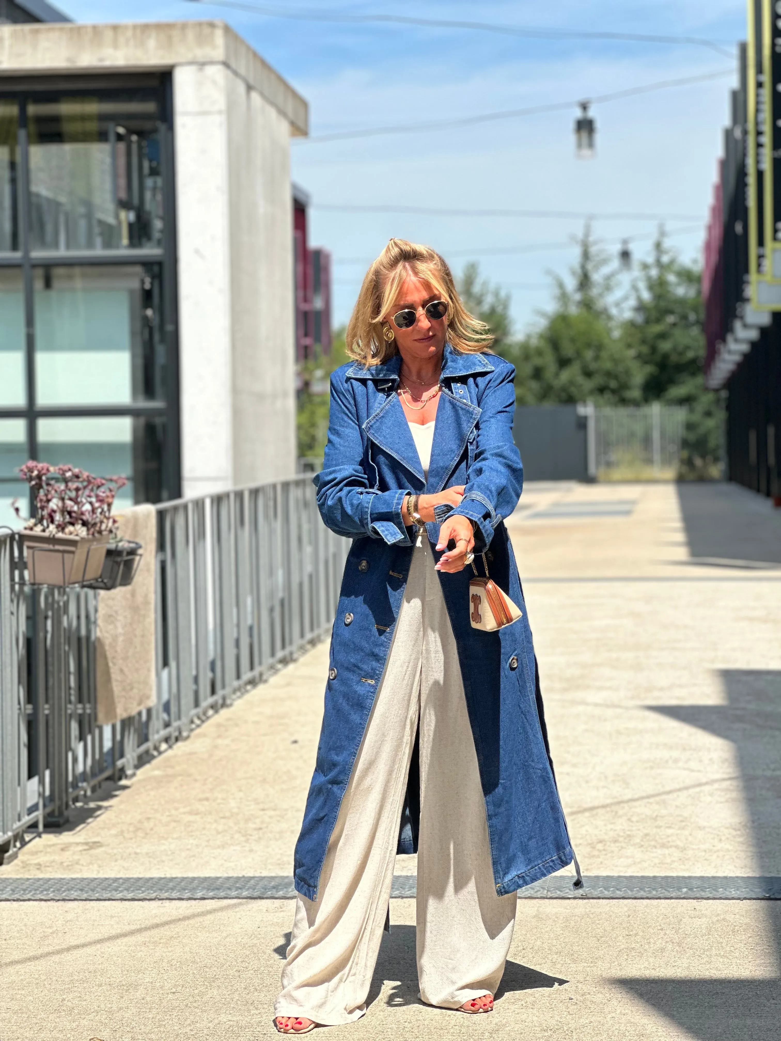 Trench coats en jean foncé