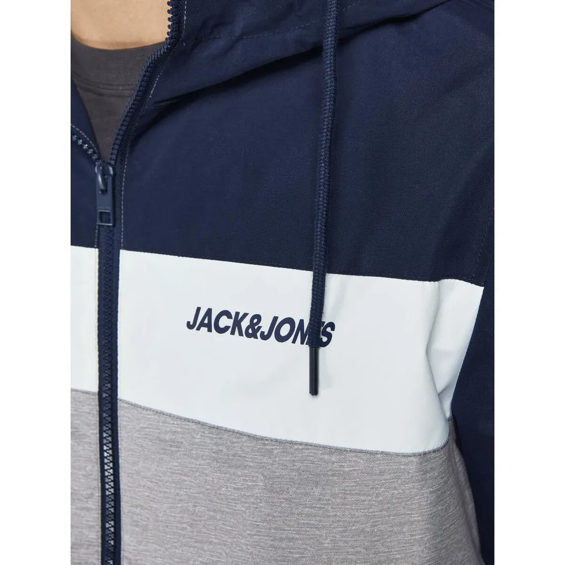 Veste bomber Capuche Manches longues Bleu Marine Liam Jack & Jones - Manteau / Blouson Homme sur MenCorner