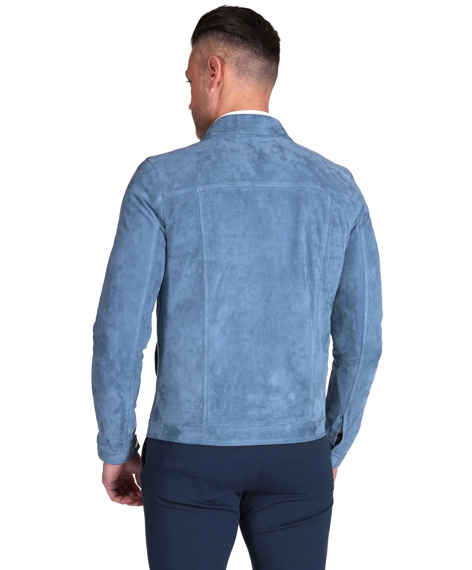 Veste daim homme couleur denim veste motard Adam