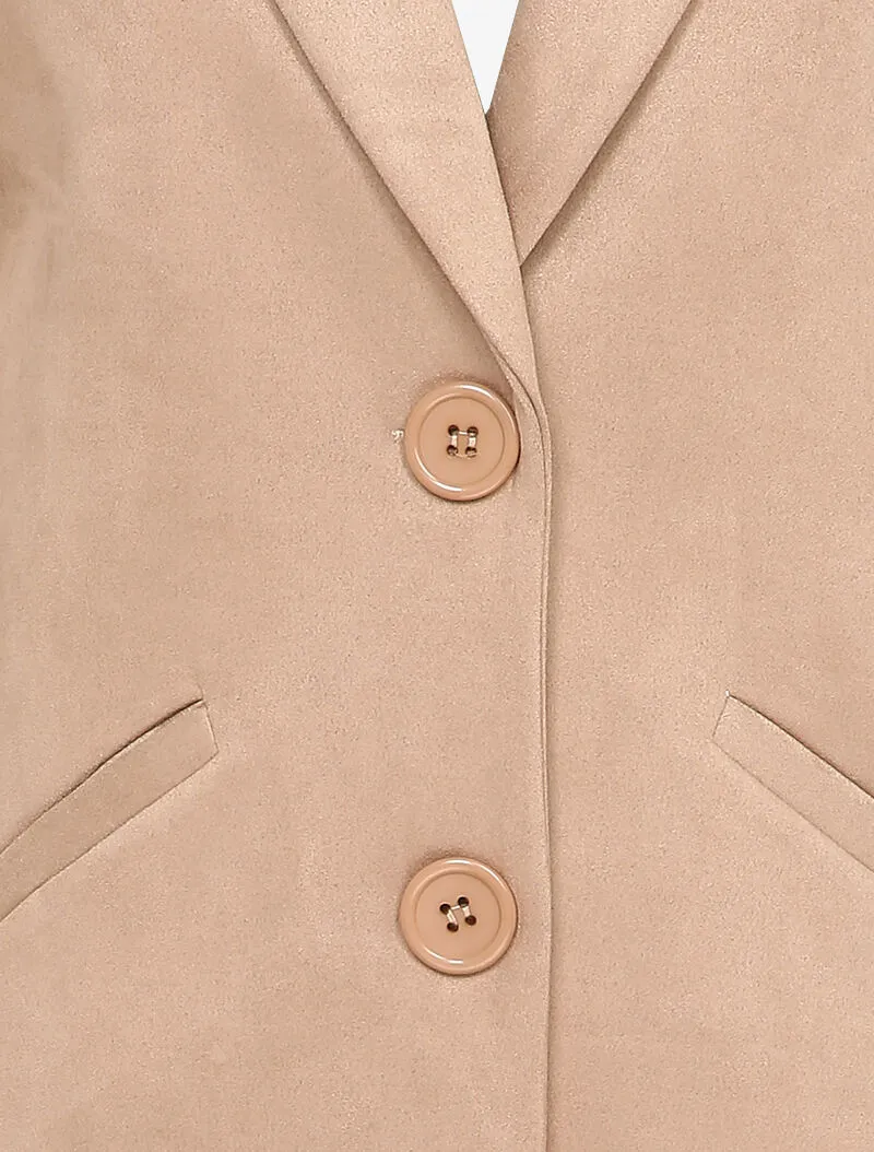 Veste longue en suédine - Beige