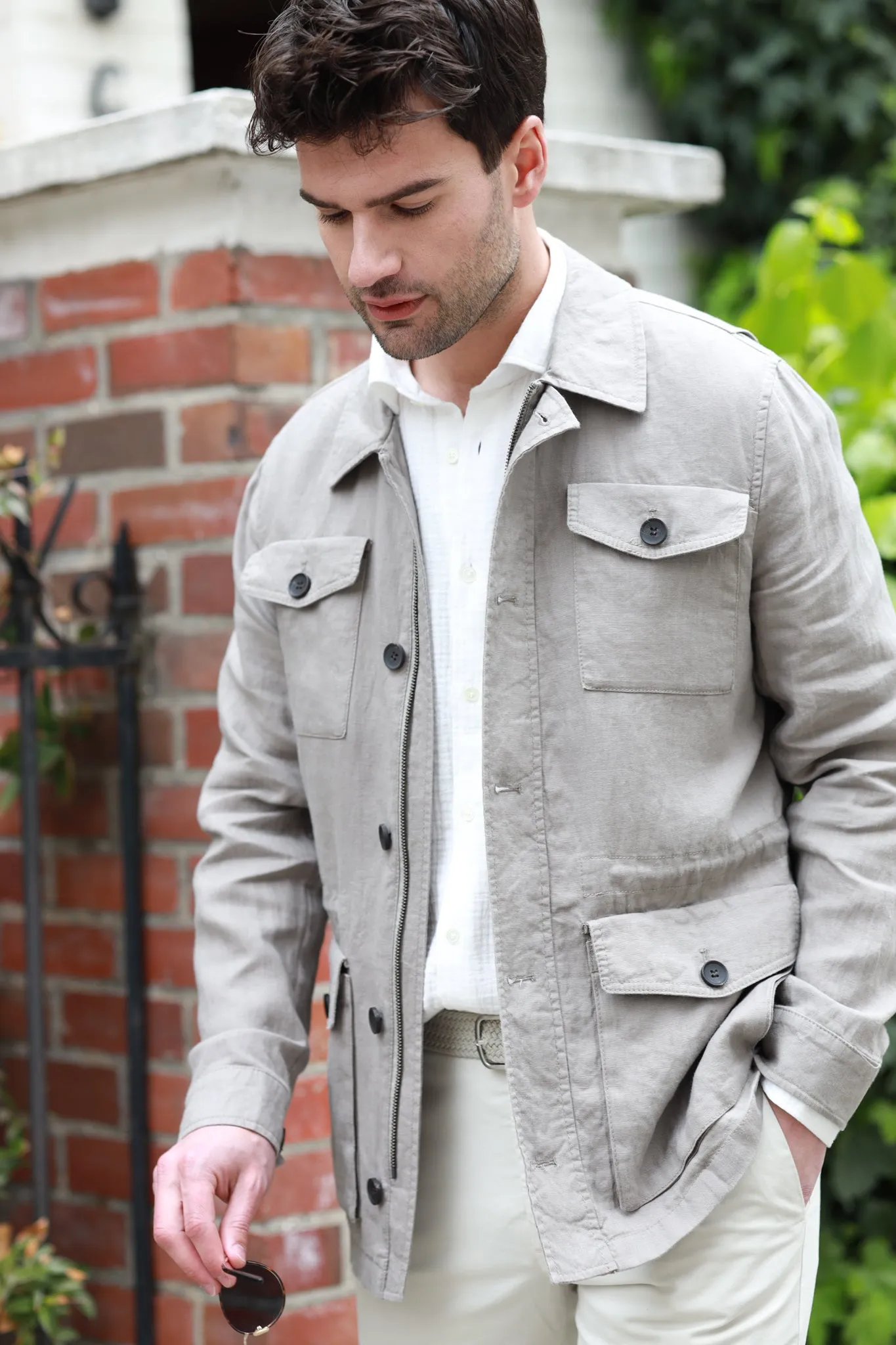 Veste saharienne en lin Aaron - Taupe