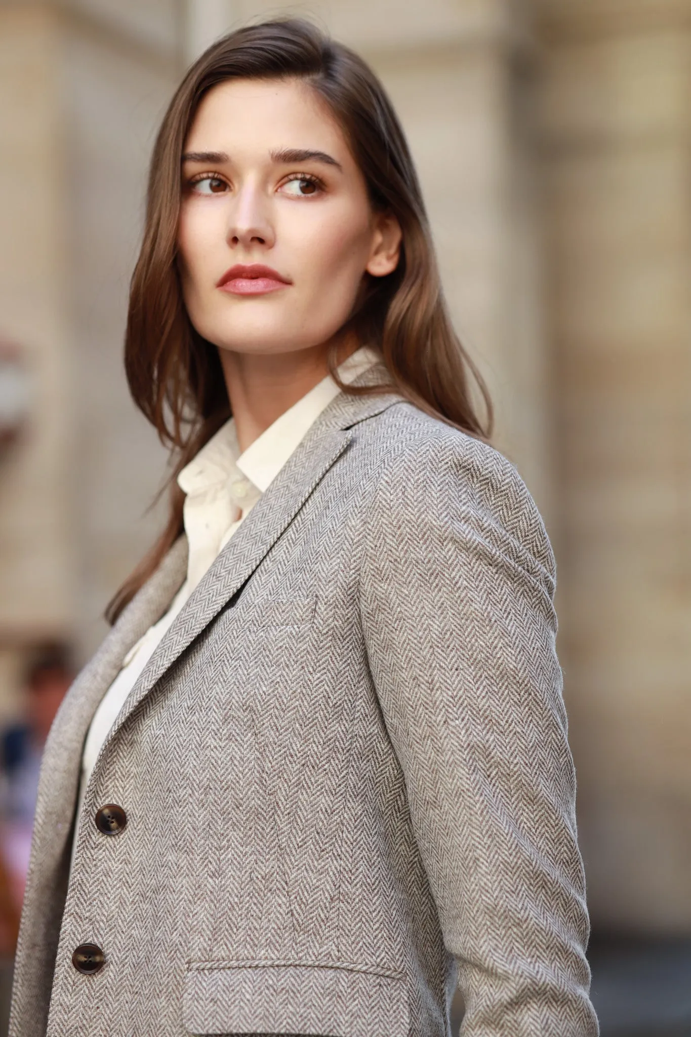 Veste Vesnove en laine - Chevron Beige