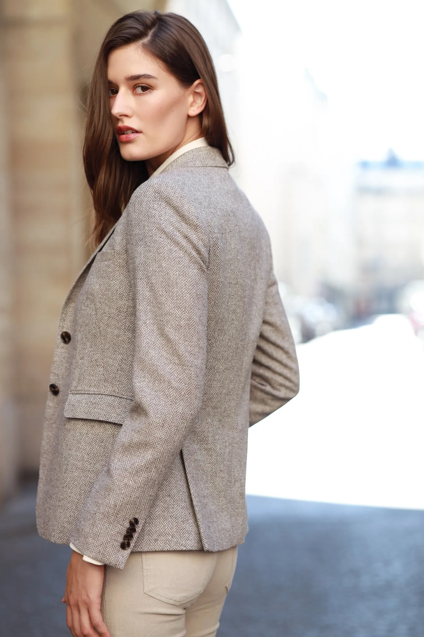 Veste Vesnove en laine - Chevron Beige