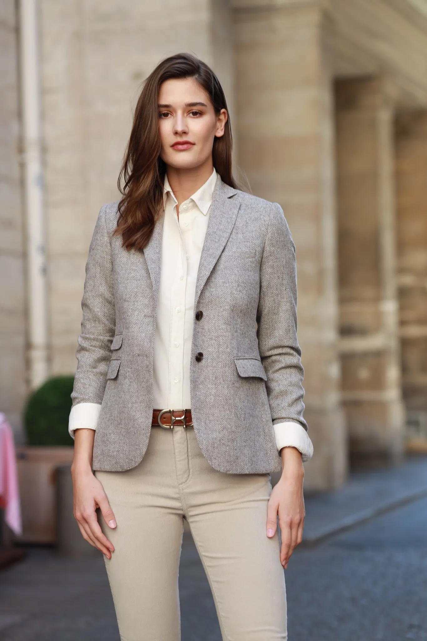 Veste Vesnove en laine - Chevron Beige