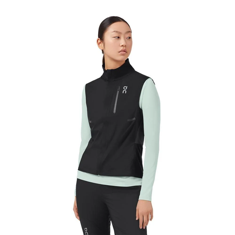 Vêtements de sport On Running Femme | Veste de running légère sans manche On Weather Vest Black pour femme | 210.00242