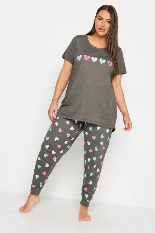 YOURS - Ensemble de Pyjama Gris Coeurs 'Dream'